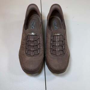 Skechers Slip-Ins Women’s Brown Comfort Walking Shoes Memory Foam Bungee Casual
